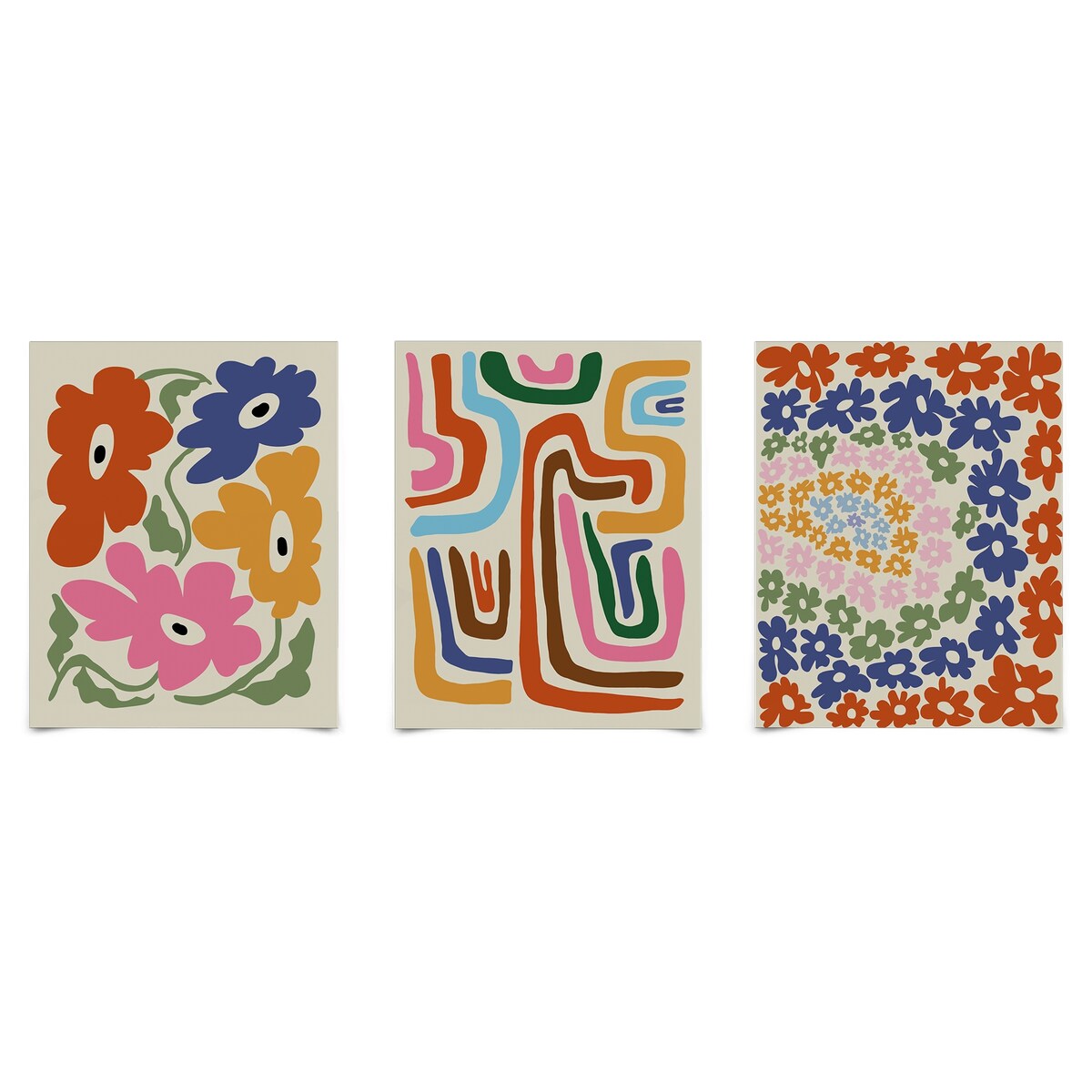 Americanflat - Abstract Wall Art Set - Nursery Poppy Flower, by Miho Art Studio