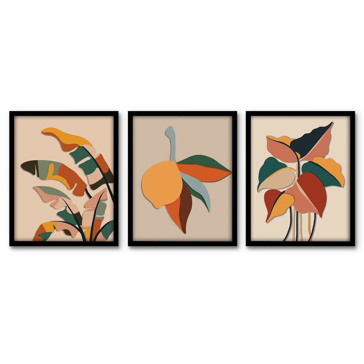 Americanflat - Abstract Wall Art Set - Retro Banana Leaf by Miho Art Studio