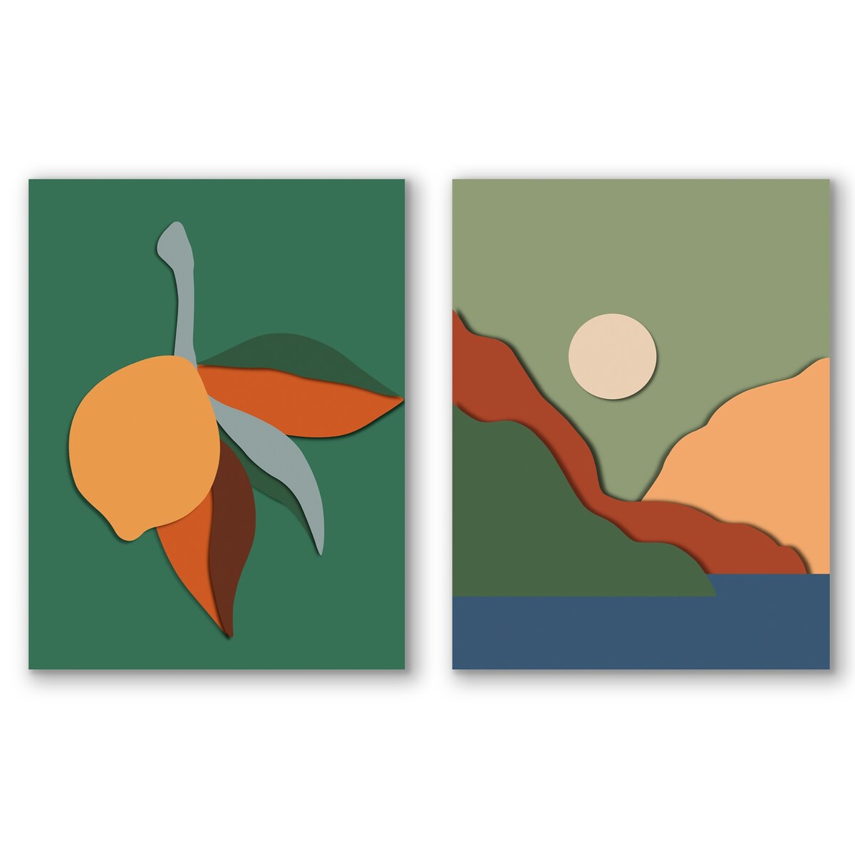 Americanflat - Abstract Wall Art Set - Retro Lemon Cut by Miho Art Studio