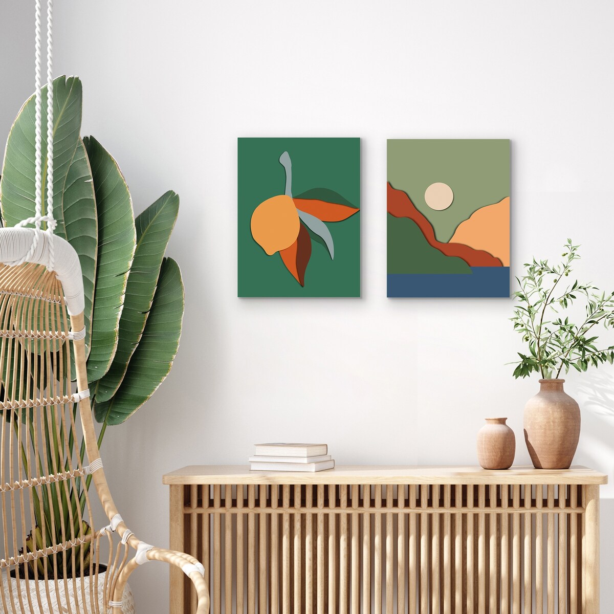 Americanflat - Abstract Wall Art Set - Retro Lemon Cut by Miho Art Studio