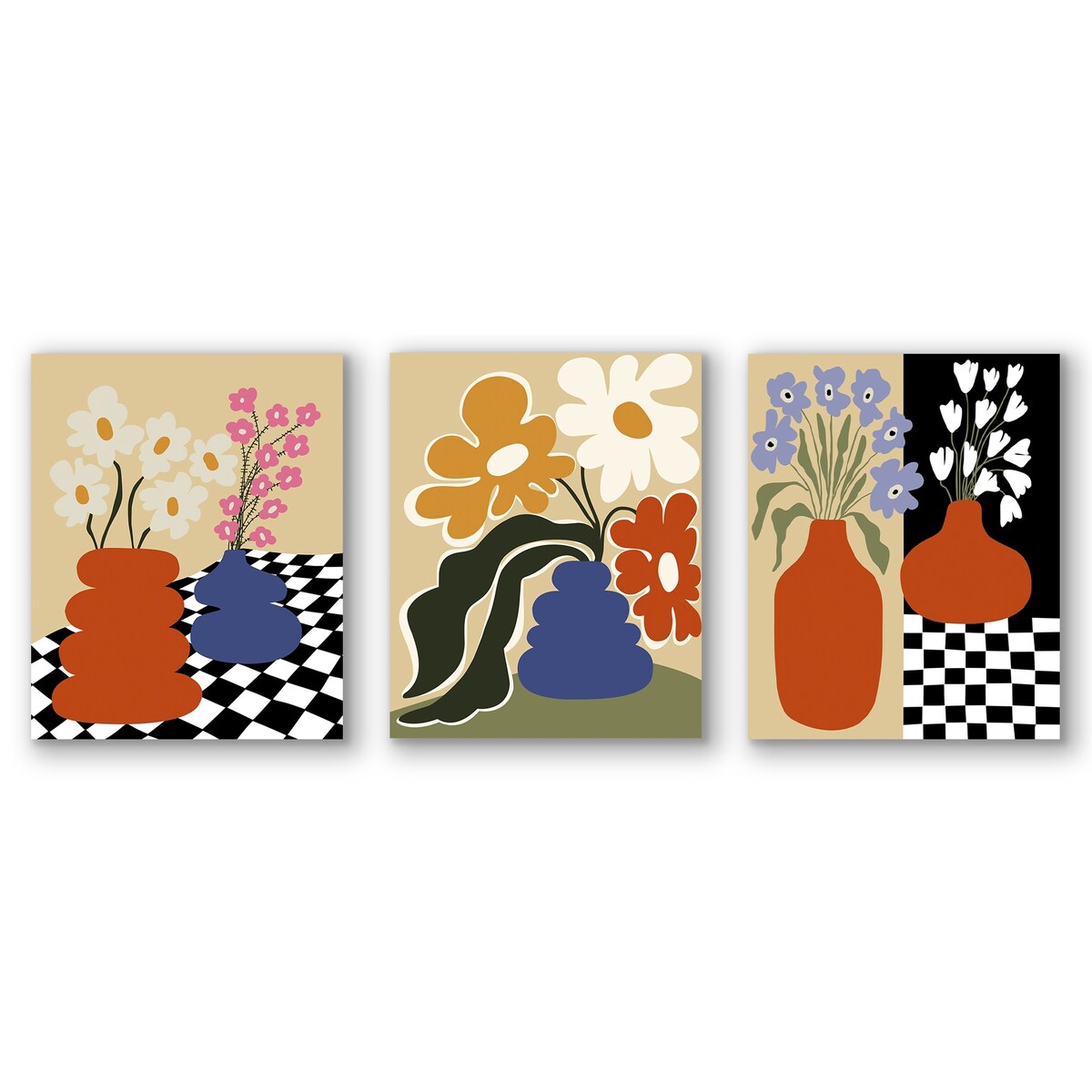 Americanflat - Abstract Wall Art Set - Two Blooming Pottery, by Miho Art Studio