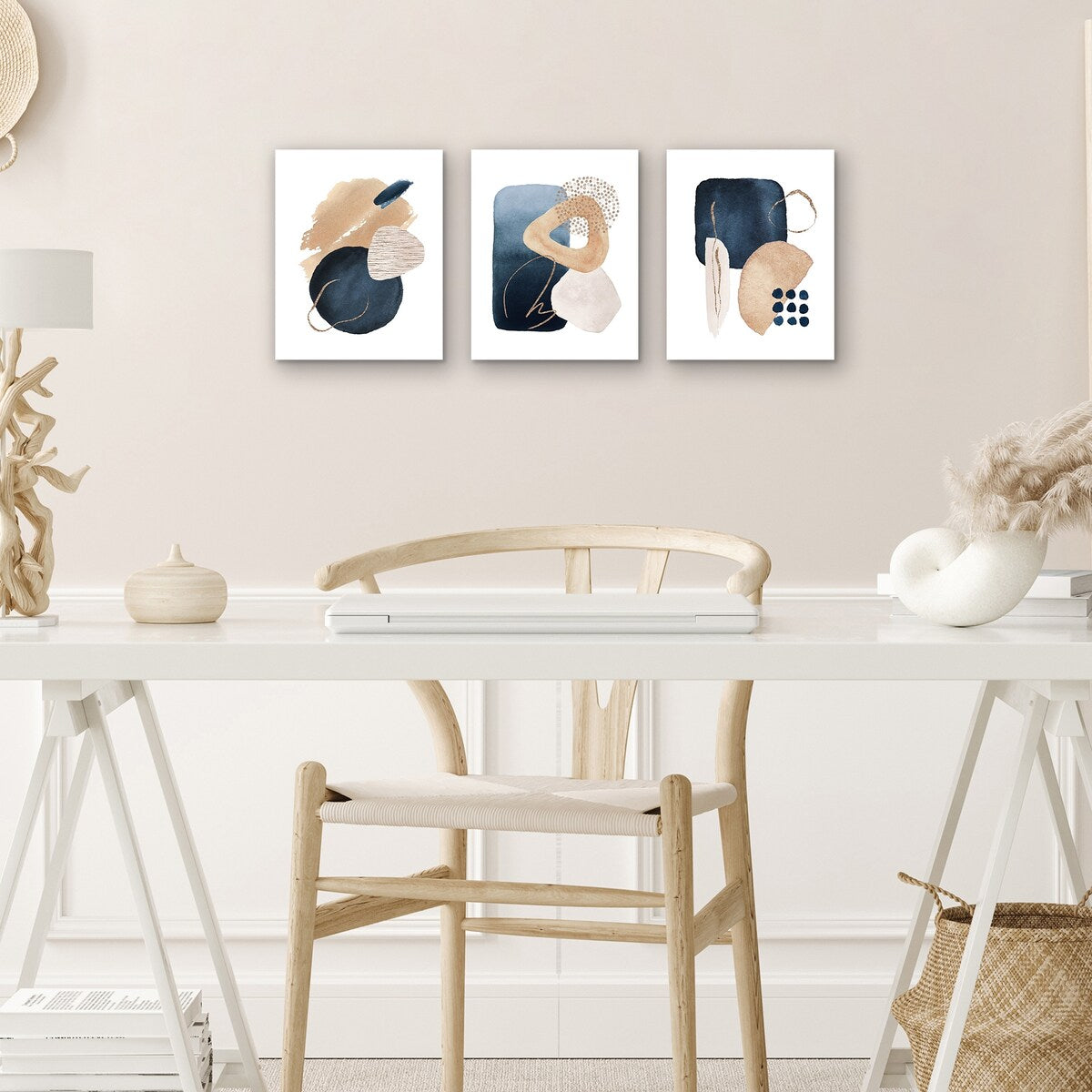 Americanflat - Abstract Wall Art Set - Watercolor Shapes In Navy by Gal Design