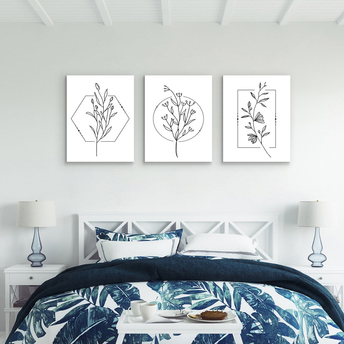 Americanflat - Rustic Wall Art Set - Botanical Minimalist, Flowers by Artvir