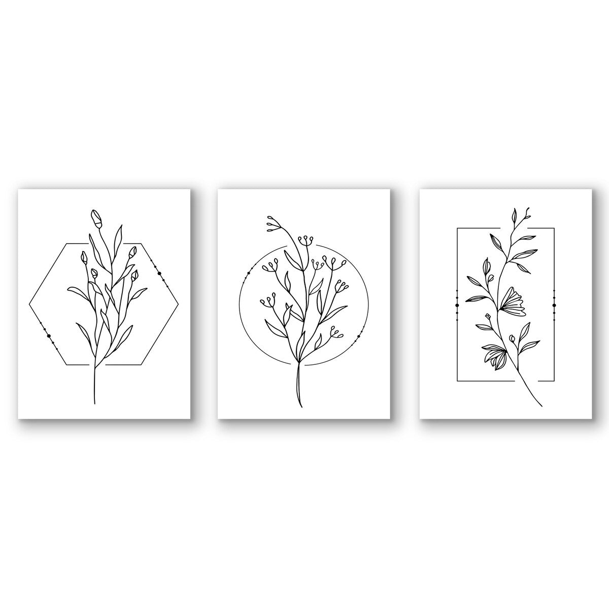 Americanflat - Rustic Wall Art Set - Botanical Minimalist, Flowers by Artvir