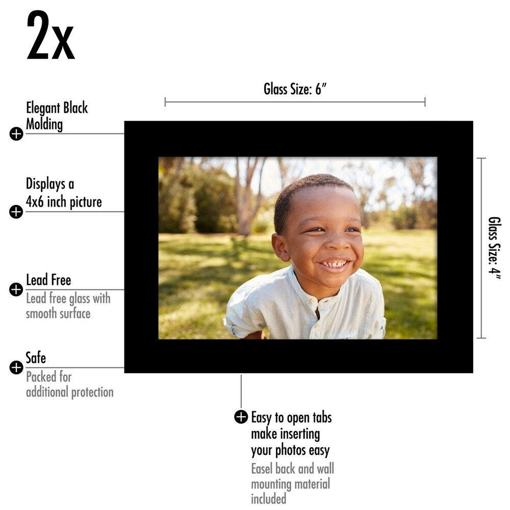 Americanflat 4x6 Picture Frame, Black, 2 Pack