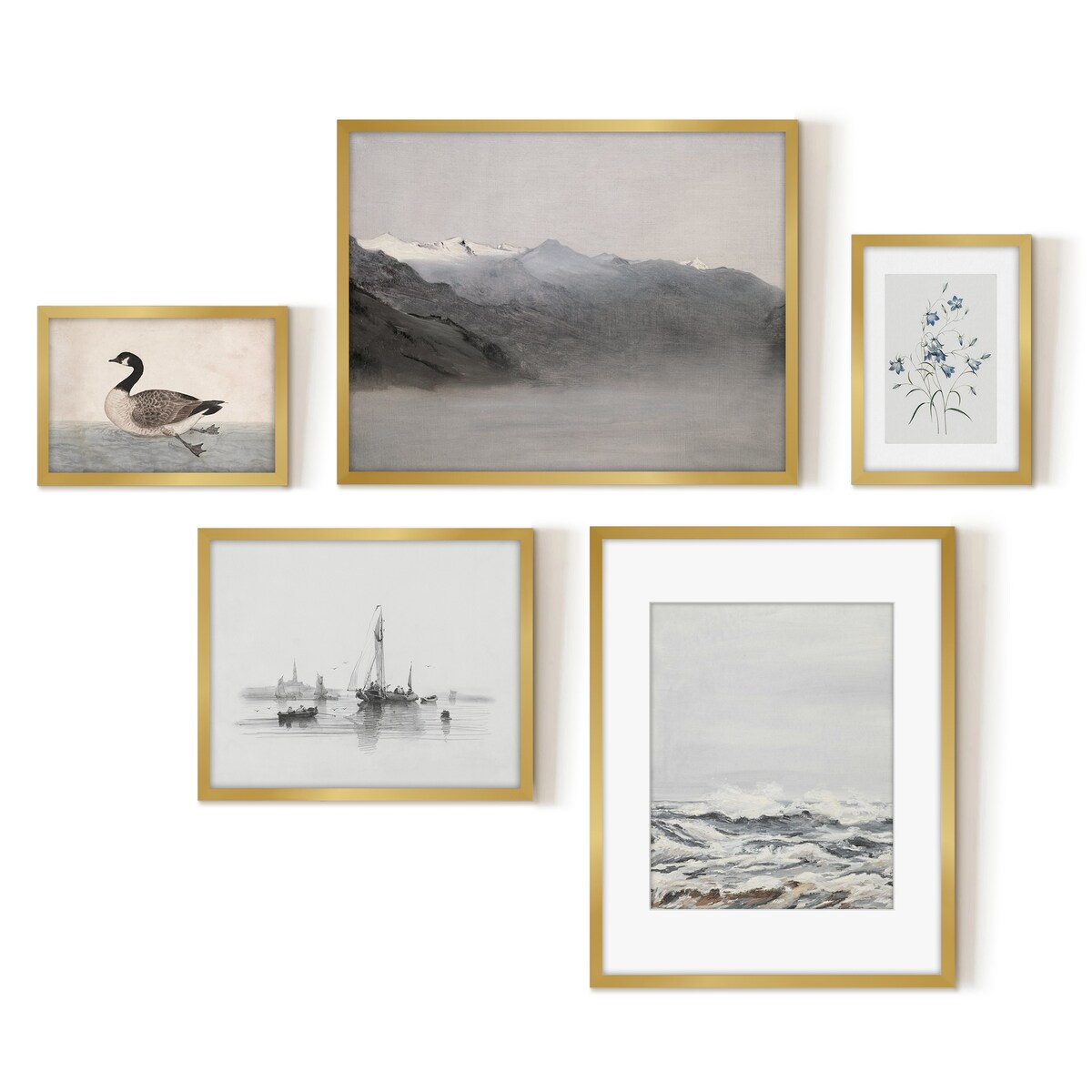 Americanflat 5 Piece Vintage Gallery Wall Art Set - Art by Maple + Oak