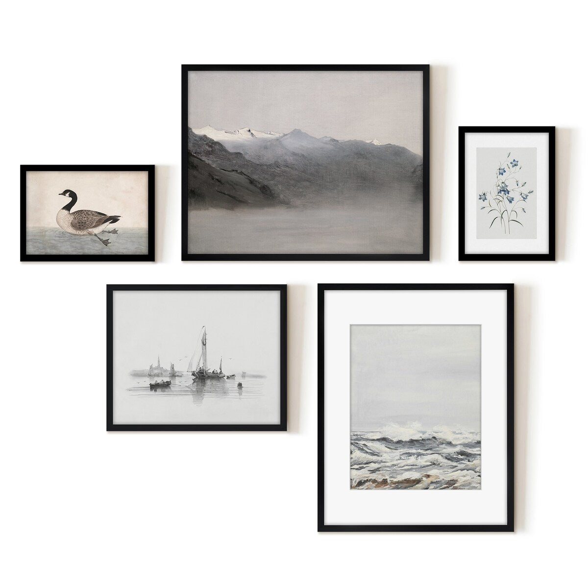 Americanflat 5 Piece Vintage Gallery Wall Art Set - Art by Maple + Oak