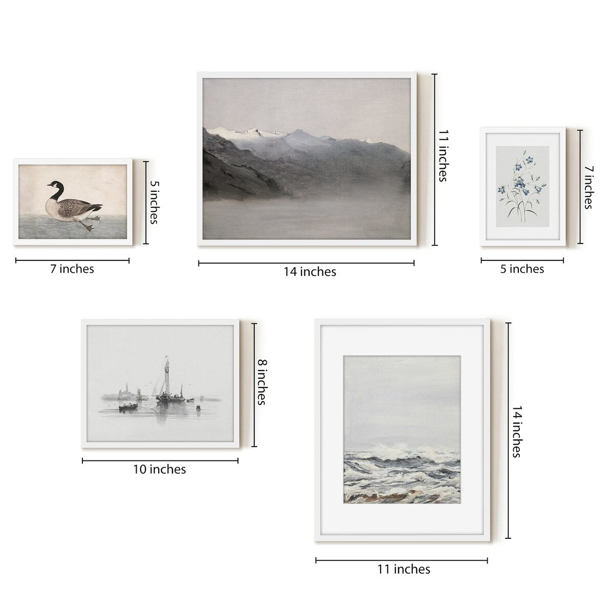 Americanflat 5 Piece Vintage Gallery Wall Art Set - Art by Maple + Oak