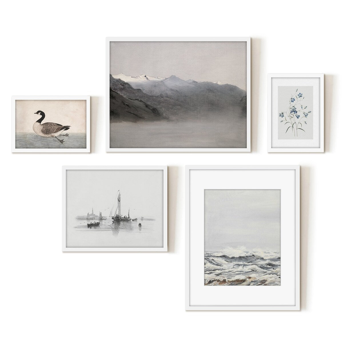 Americanflat 5 Piece Vintage Gallery Wall Art Set - Art by Maple + Oak
