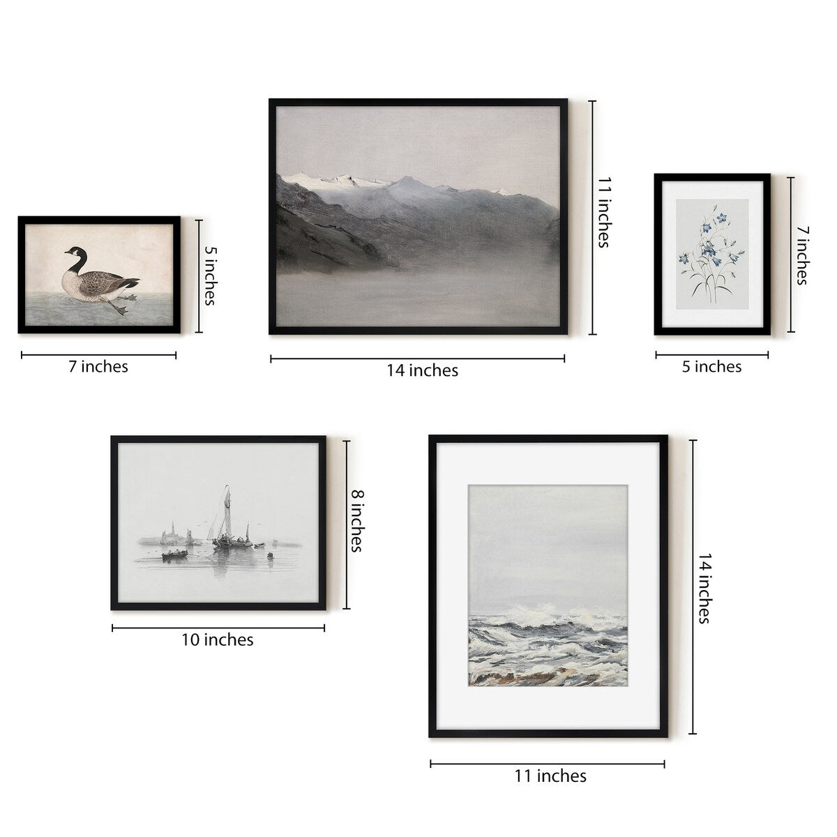 Americanflat 5 Piece Vintage Gallery Wall Art Set - Art by Maple + Oak