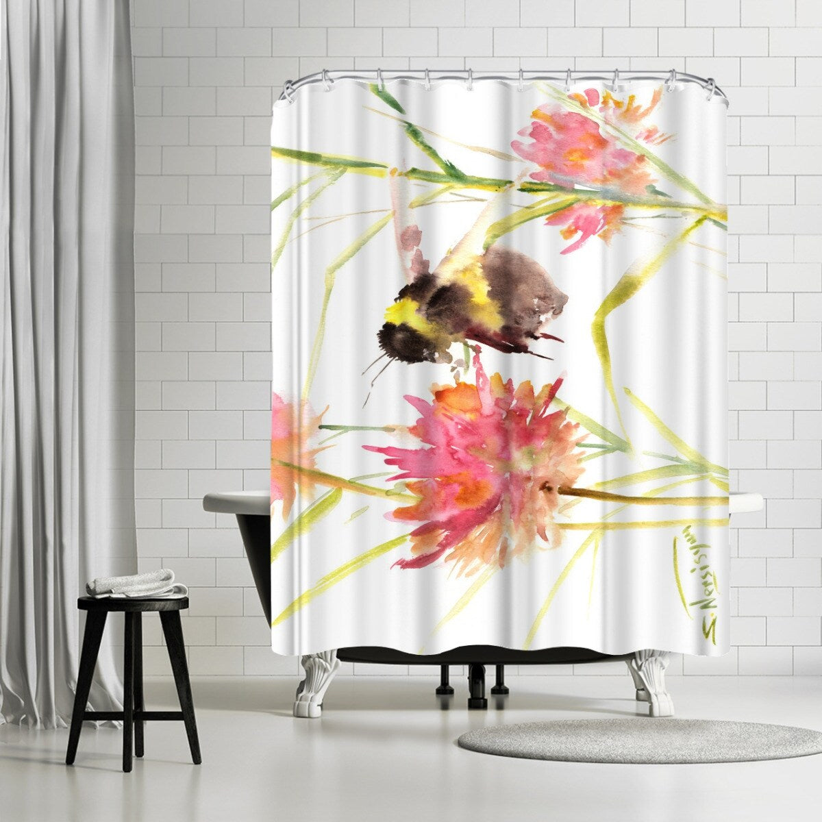 Americanflat 71" x 74" Shower Curtain, Bumblebee by Suren Nersisyan