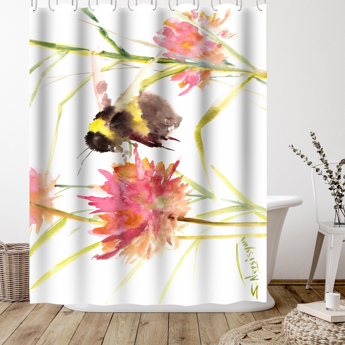 Americanflat 71" x 74" Shower Curtain, Bumblebee by Suren Nersisyan