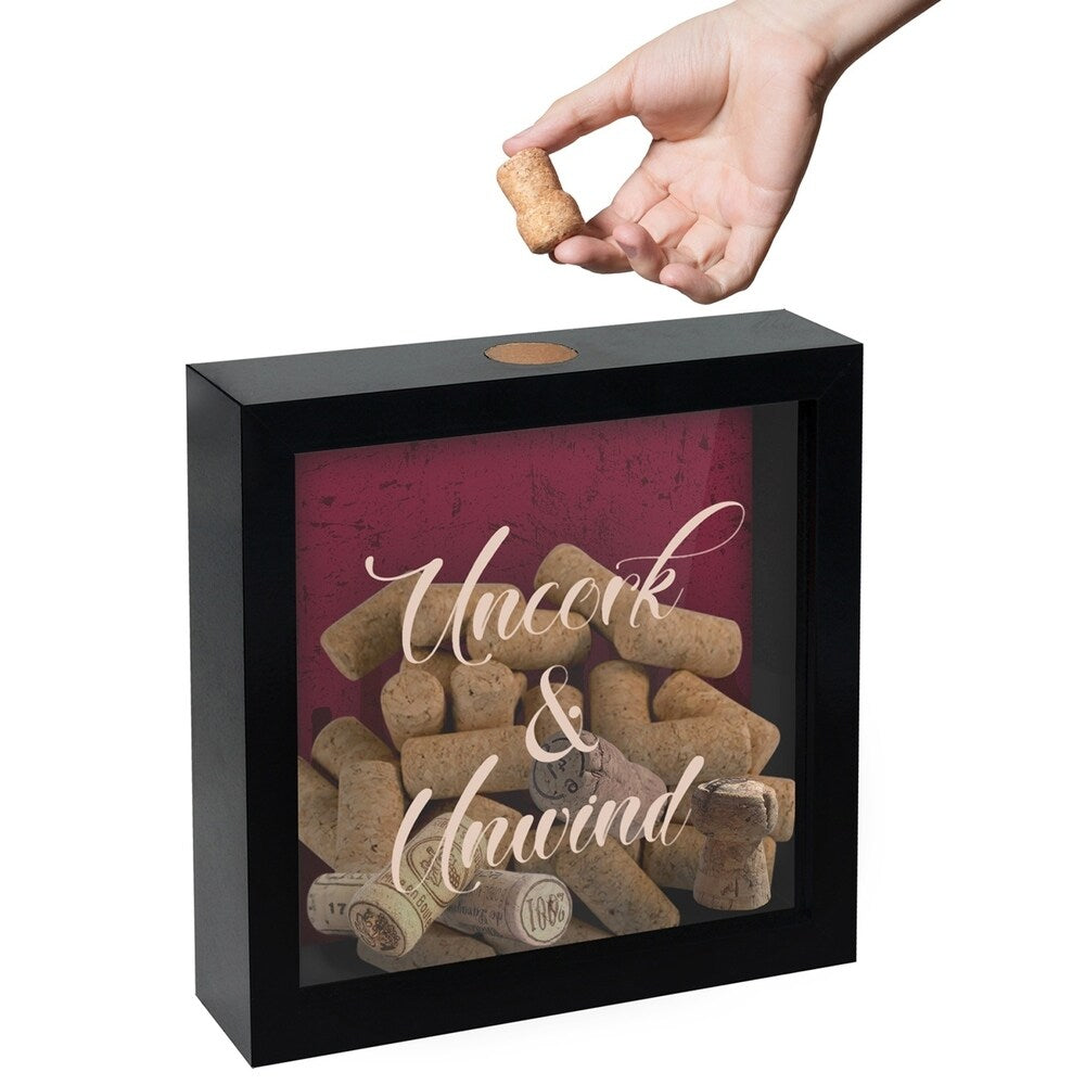 Americanflat 8x8 Inch Uncork & Unwind Shadow Box Frame, Black