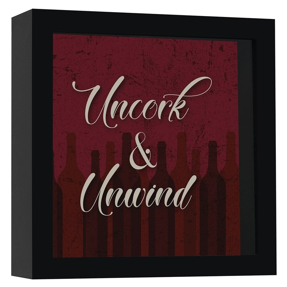 Americanflat 8x8 Inch Uncork & Unwind Shadow Box Frame, Black