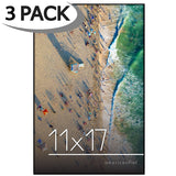 Americanflat 11x17 Snap In Picture Frame, Black, 3 Pack