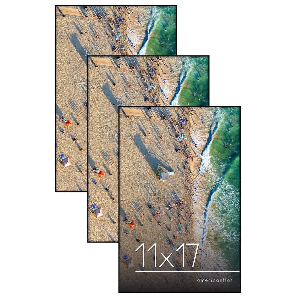 Americanflat 11x17 Snap In Picture Frame, Black, 3 Pack