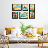 Americanflat The Great Lakes Map 5 Piece Grid Wall Art Room Decor Set