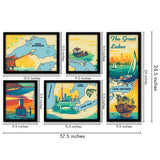 Americanflat The Great Lakes Map 5 Piece Grid Wall Art Room Decor Set
