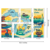 Americanflat The Great Lakes Map 5 Piece Grid Wall Art Room Decor Set