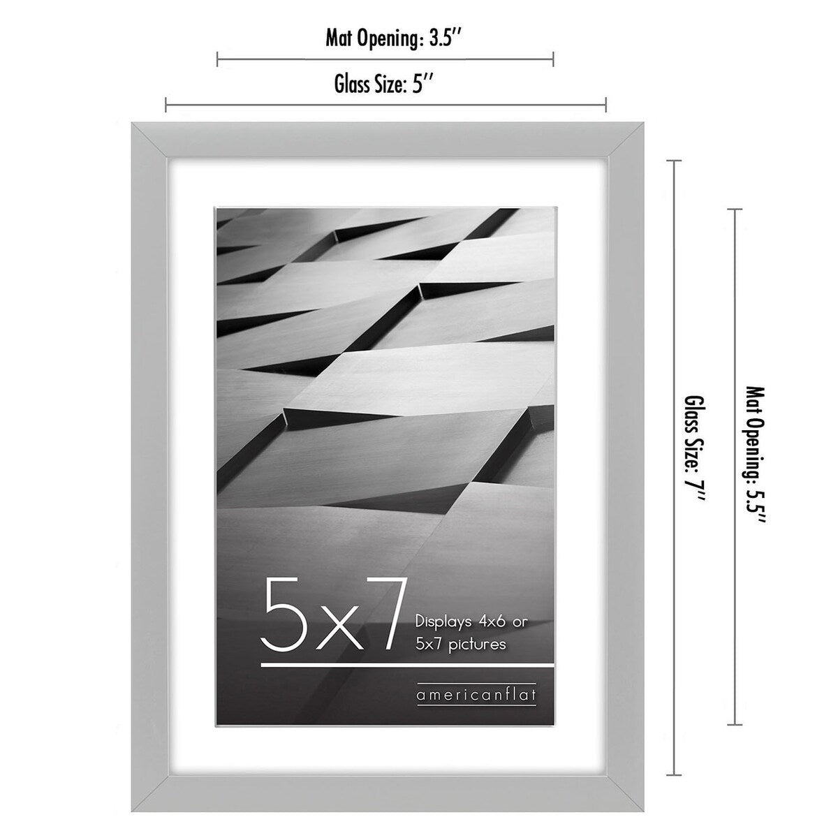 Americanflat 5x7 Picture Frame with Mat for 4x6, Silver