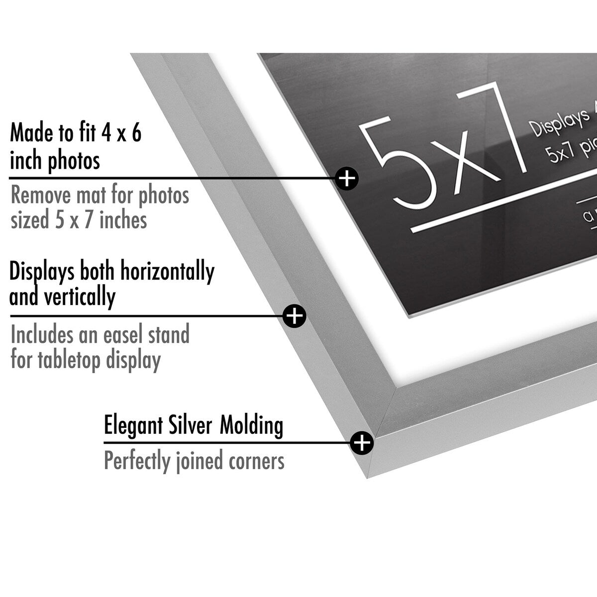 Americanflat 5x7 Picture Frame with Mat for 4x6, Silver