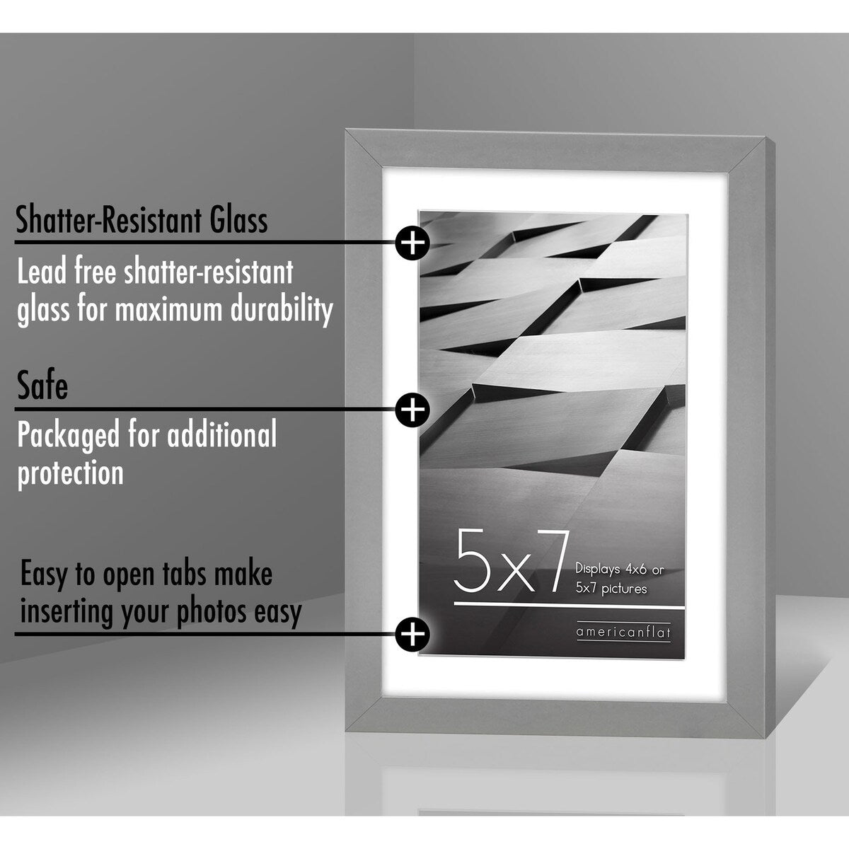 Americanflat 5x7 Picture Frame with Mat for 4x6, Silver