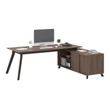 Ameriwood Home AX1 Medium Brown L Shape Desk and Storage Cabinet Bundle