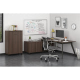 Ameriwood Home AX1 Medium Brown L Shape Desk and Storage Cabinet Bundle