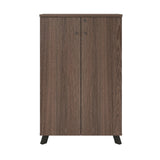 Ameriwood Home AX1 Medium Brown L Shape Desk and Storage Cabinet Bundle