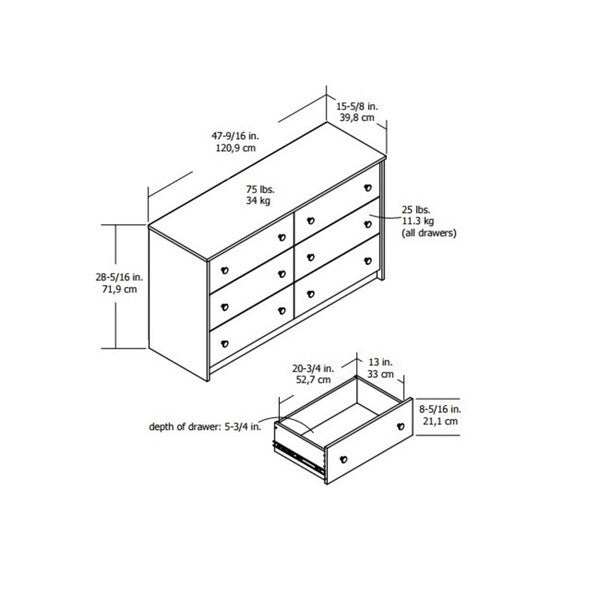 Ameriwood Home Kaleidoscope Classic 6-drawer Dresser by Cosco
