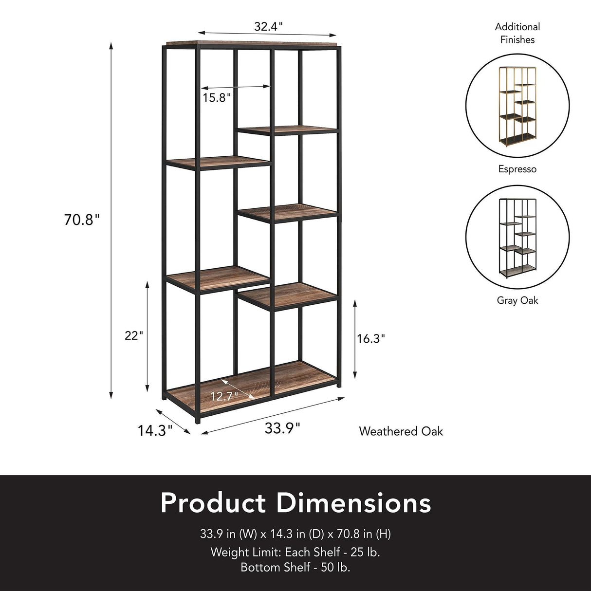 Ameriwood Home Machias 5 Shelf Bookcase