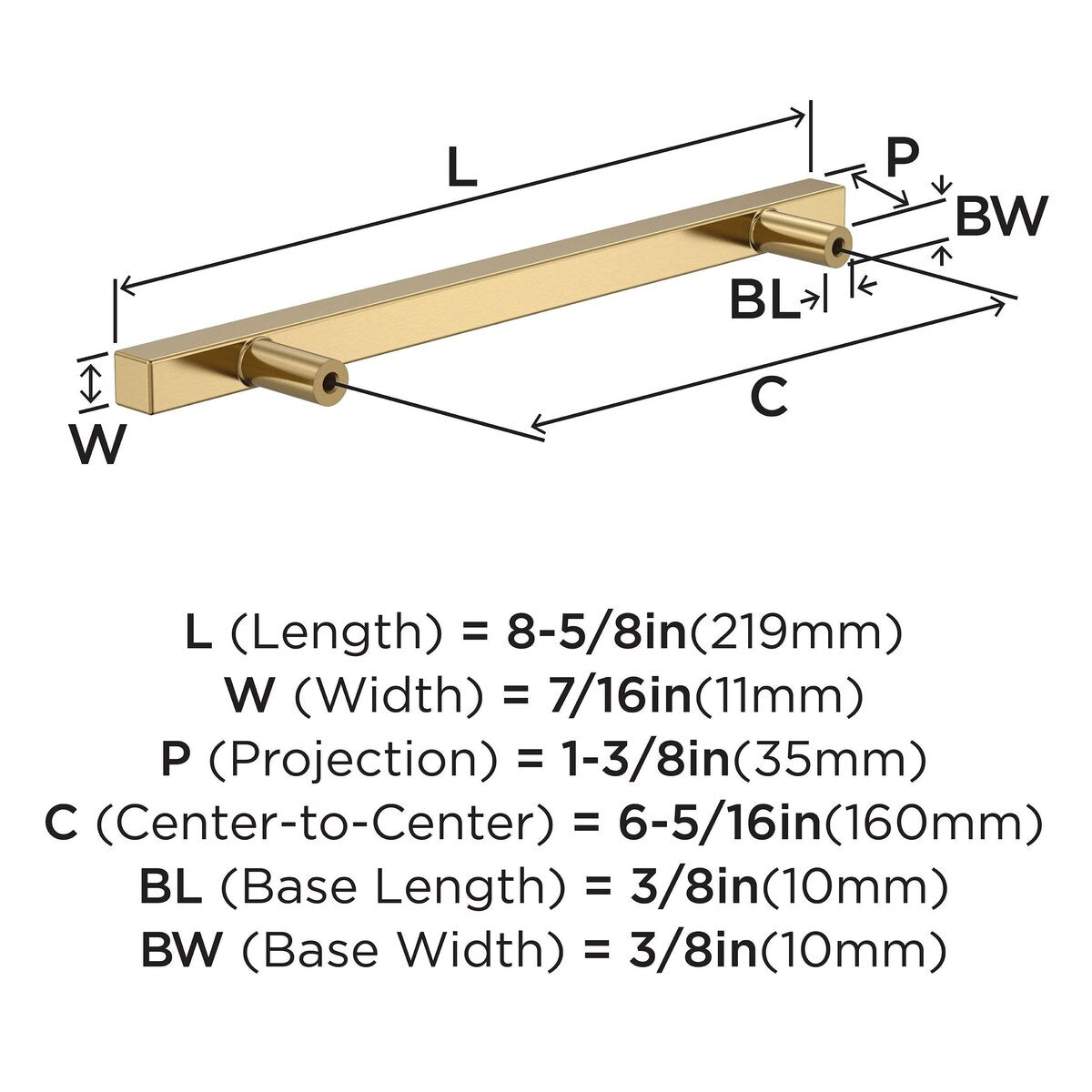 Amerock Square Cabinet Bar Pull for Cabinet, Drawer, or Furniture