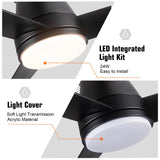 Amici 48 in. Indoor Black Low Profile Standard Ceiling Fan with Bright White Integrated LED Light Kit, Remote Included