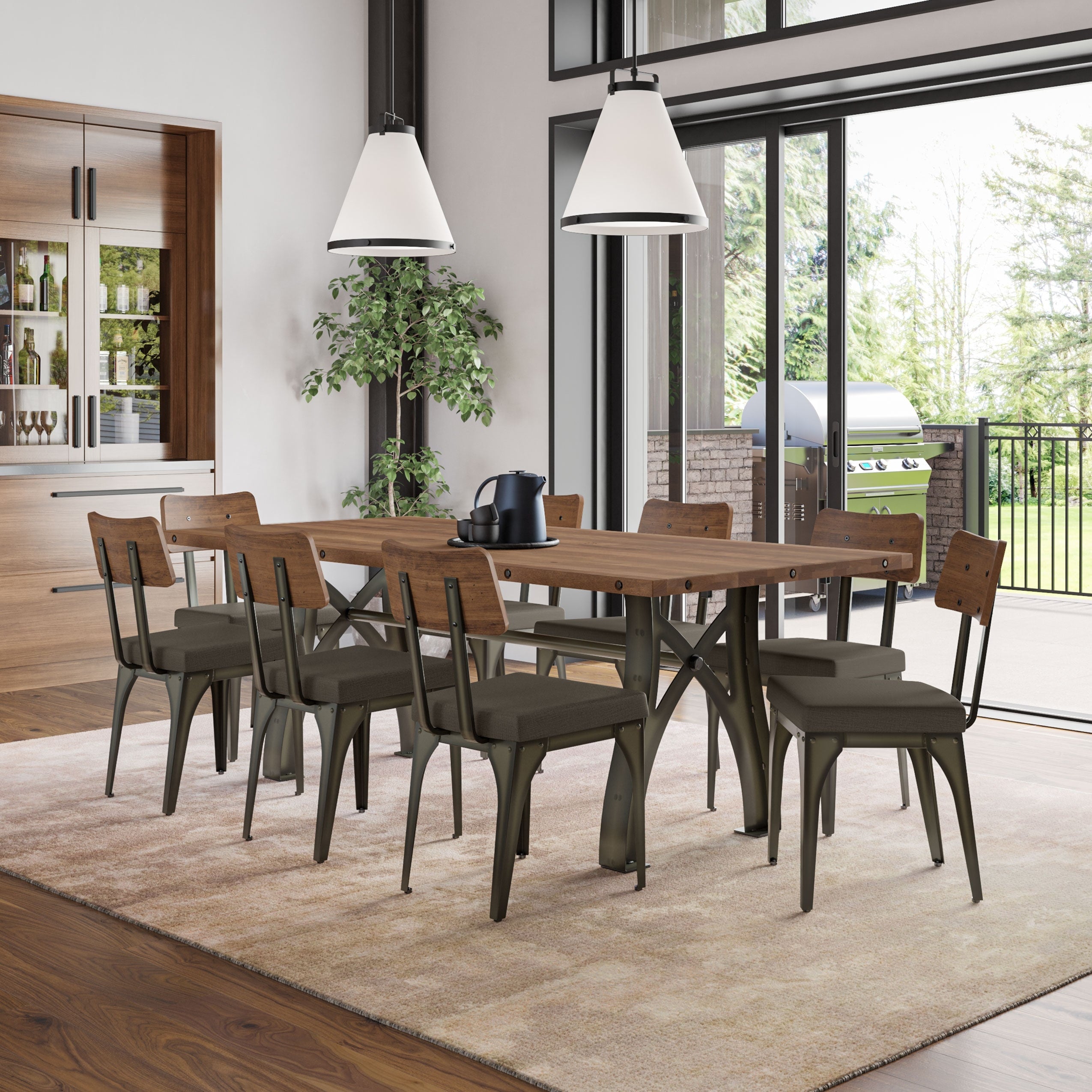 Extendable industrial dining table sales