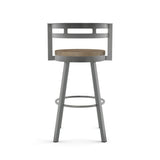 Amisco Vector Swivel Counter Stool with Distressed Wood Seat