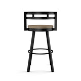 Amisco Vector Swivel Counter Stool with Distressed Wood Seat