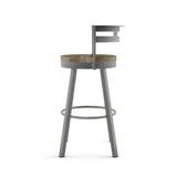 Amisco Vector Swivel Counter Stool with Distressed Wood Seat
