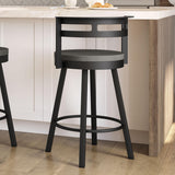 Amisco Vector Swivel Counter Stool with Distressed Wood Seat