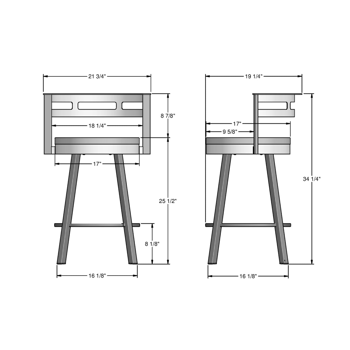 Amisco Vector Swivel Counter Stool with Distressed Wood Seat