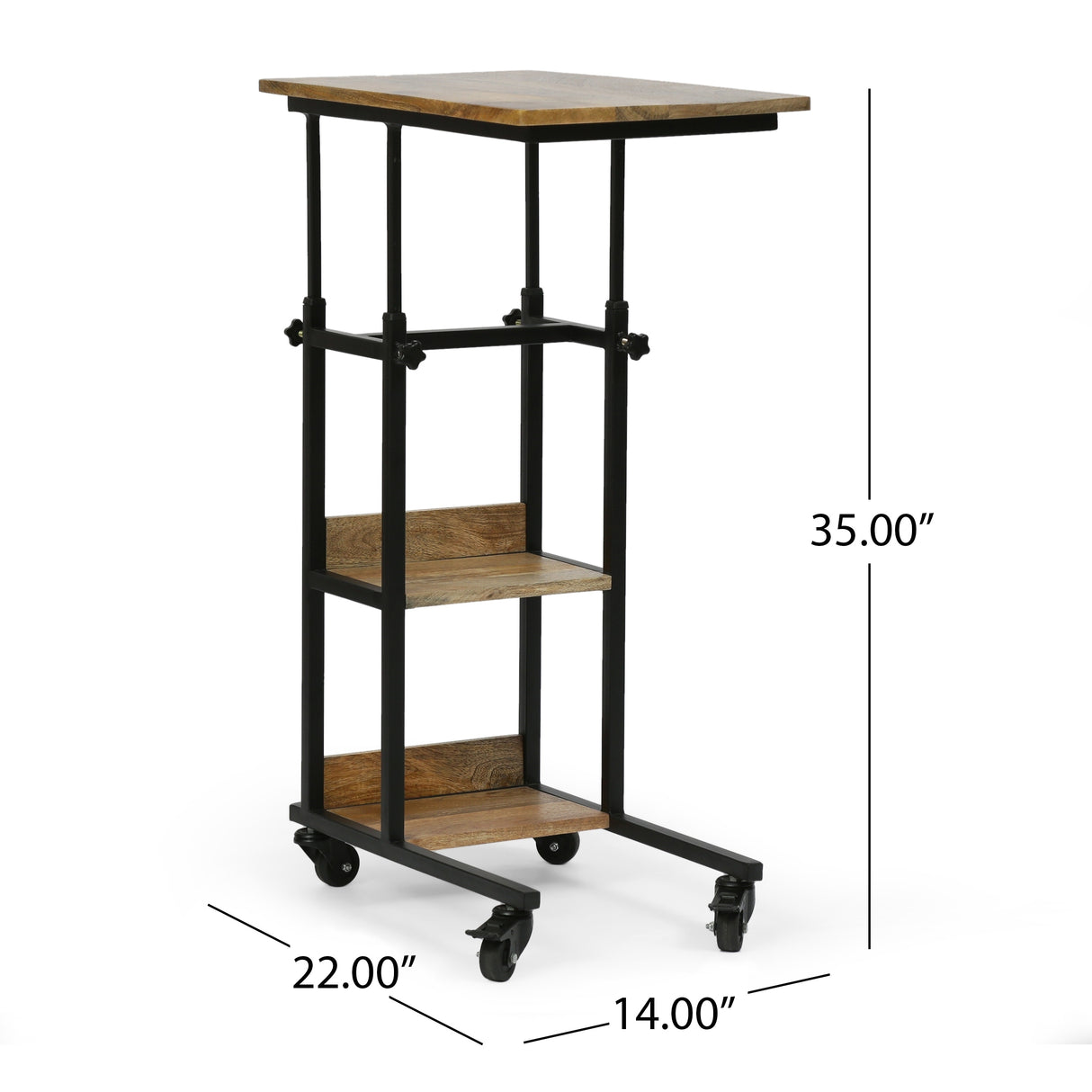 Amlin Modern Industrial Handcrafted Wooden Multi-Purpose Adjustable Height C-Shaped Side Table by Christopher Knight Home