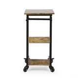 Amlin Modern Industrial Handcrafted Wooden Multi-Purpose Adjustable Height C-Shaped Side Table by Christopher Knight Home