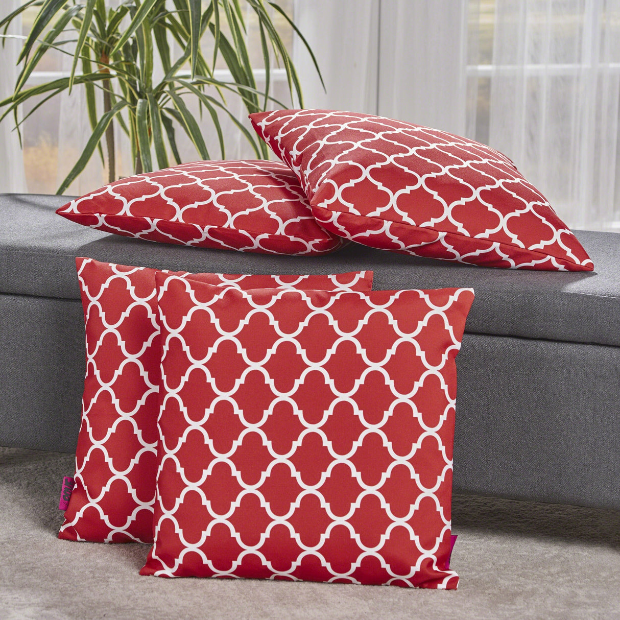 Amorie Quatrefoil Fabric Pillow (Set of 4) by Christopher Knight Home