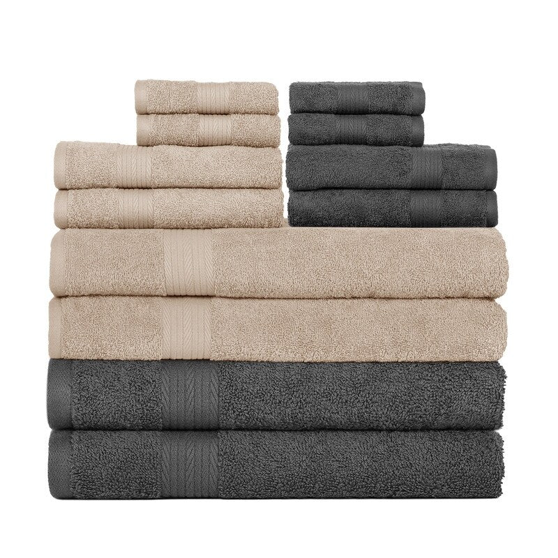 Cotton 600GSM Bathroom Towel Set 12 Pcs Assorted Color by Ample Decor - 4Bath 4Hand 4Wash