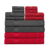 Cotton 600GSM Bathroom Towel Set 12 Pcs Assorted Color by Ample Decor - 4Bath 4Hand 4Wash