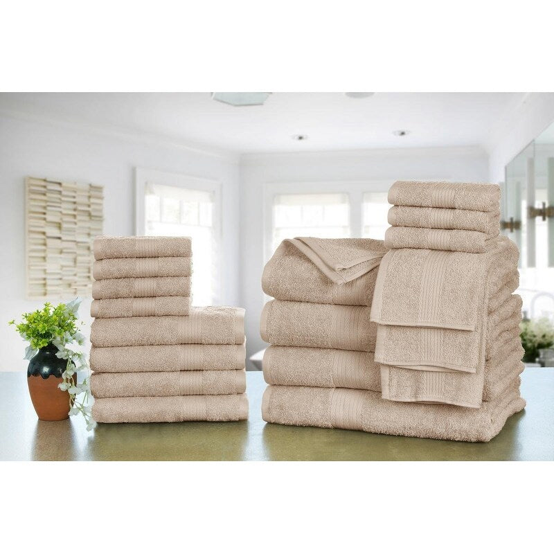 Luxurious Cotton 600 GSM Bathroom Towel Sets by Ample Decor - Set of 18