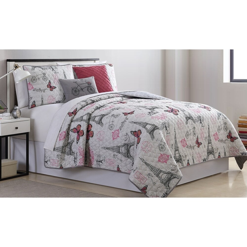 Modern Threads Chateau 5-Piece Reversible Quilted Coverlet Set