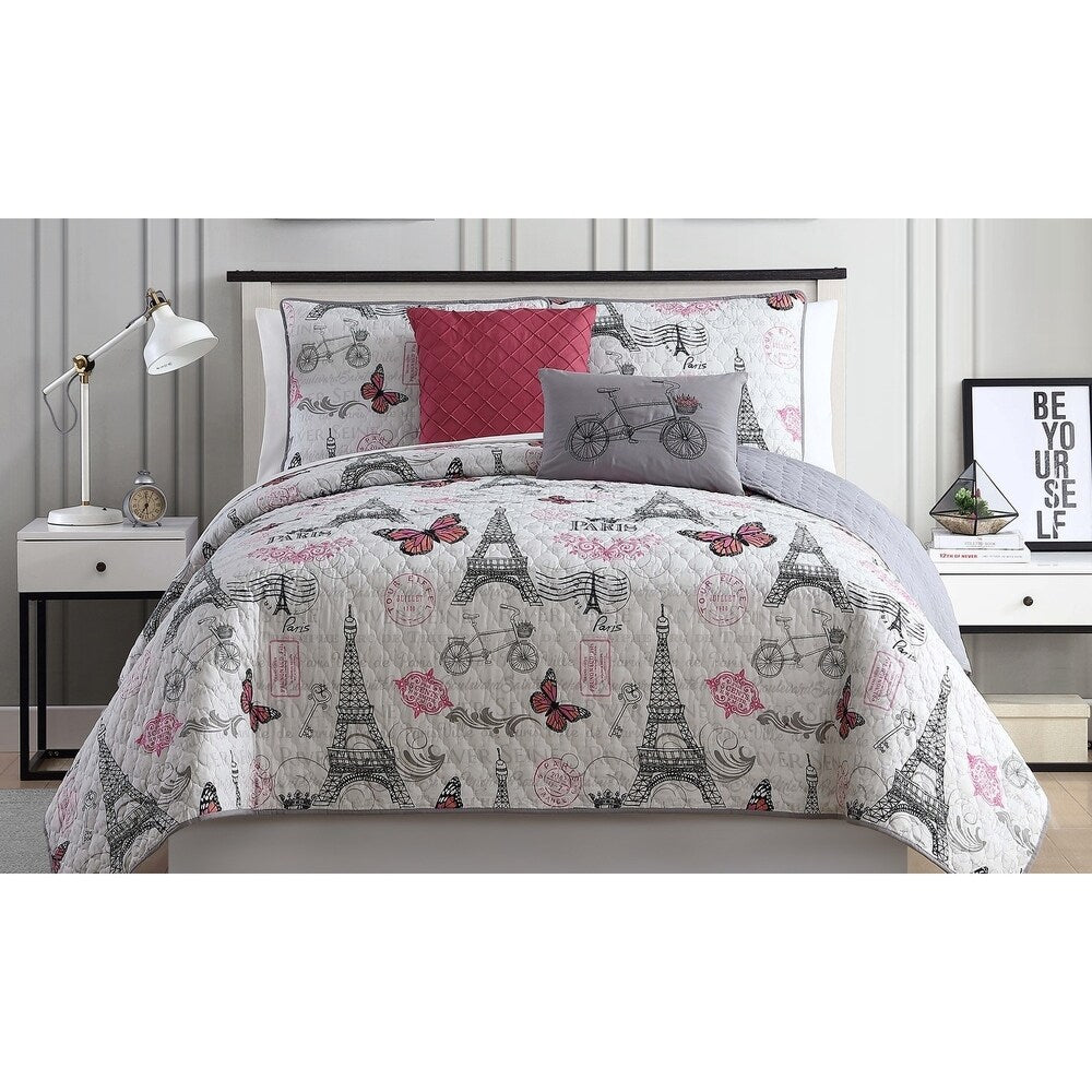 Modern Threads Chateau 5-Piece Reversible Quilted Coverlet Set