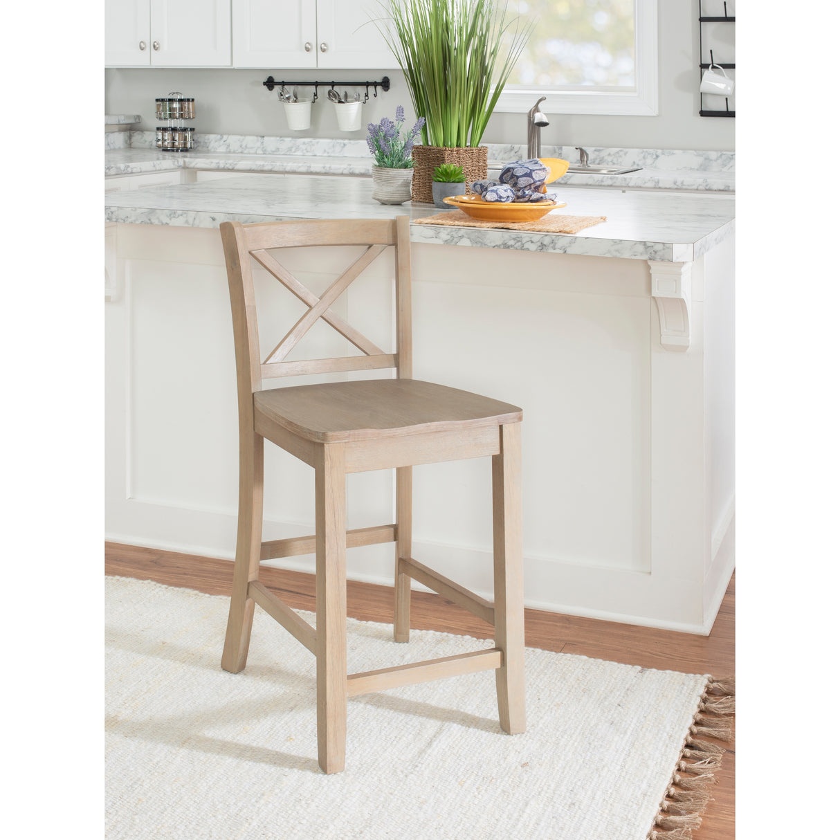 Amravati Wooden X-Back 24-Inch Counter Stool