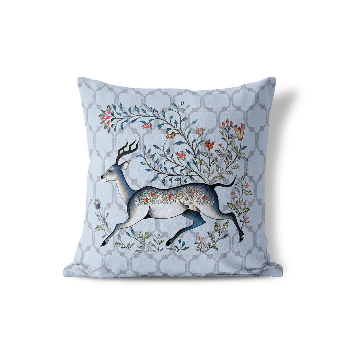 Antlered Garden Throw Pillow Cover