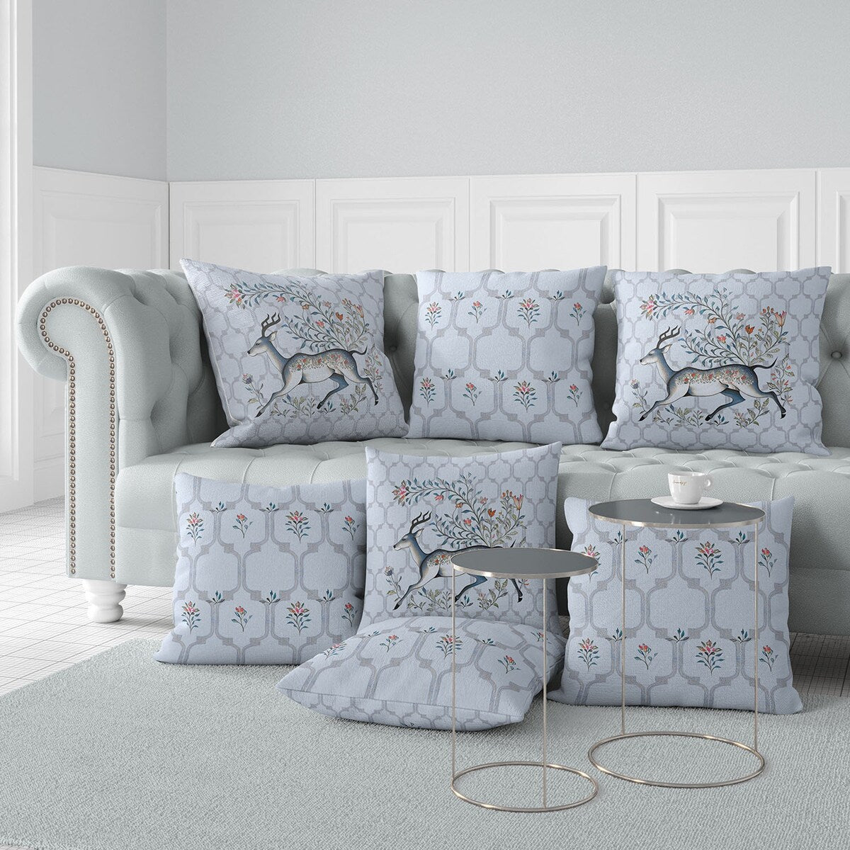 Antlered Garden Throw Pillow Cover